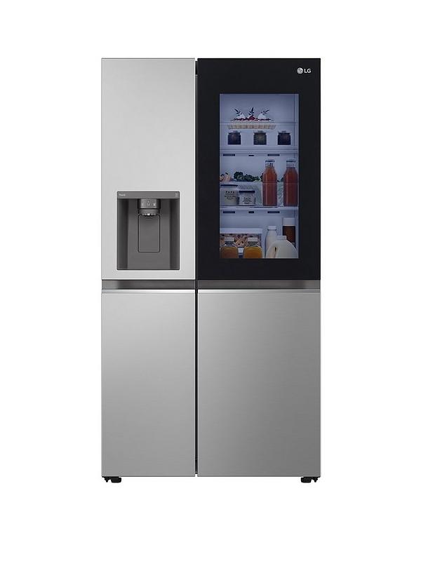 LG InstaView GSGV81PYLL Side-by-Side American Fridge Freezer with Non-Plumbed Water & Ice Dispenser - Prime Silver - 635L - E Rated